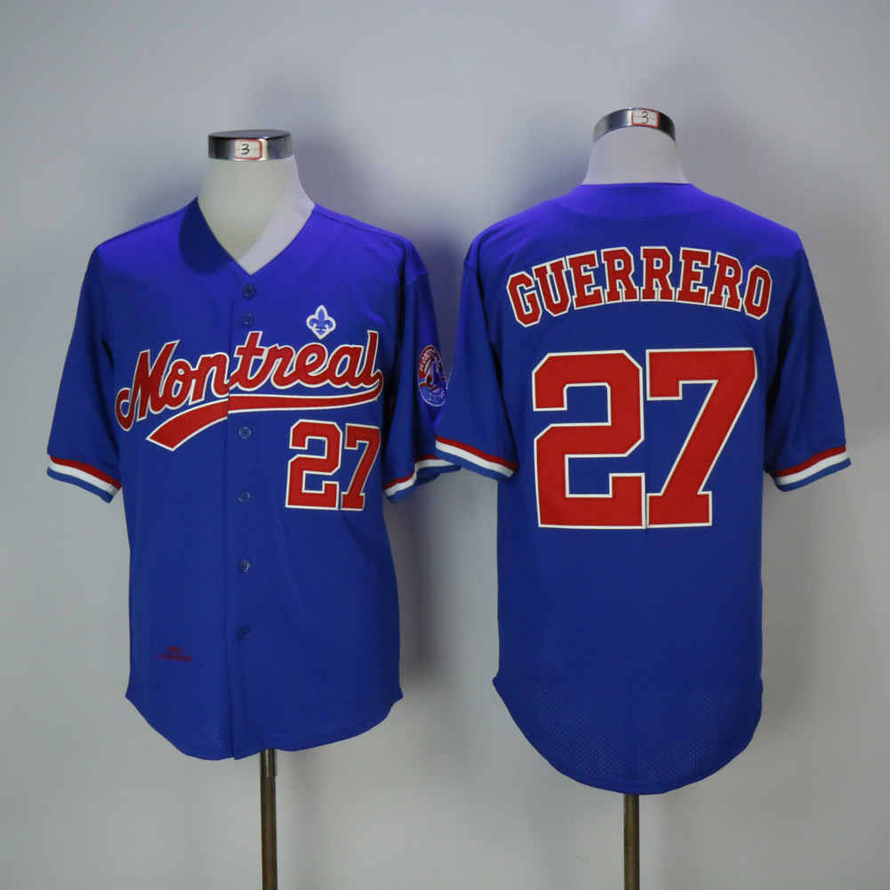 Men Montreal Expos 27 Guerrero Blue MLB Jerseys